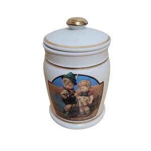 Goebel Hummel Timid Little Sister Canister Jar Danbury Mint 92 Vintage Gold Trim